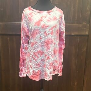 PINK Victoria's Secret Pink and White Tie-Dye Sweatshirt